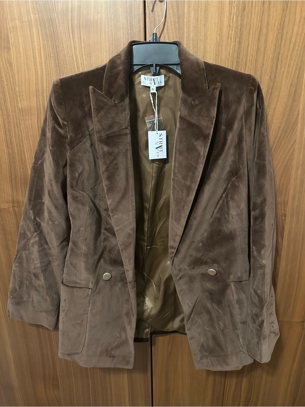 StraitLaced Women's Brown Velvet Blazer